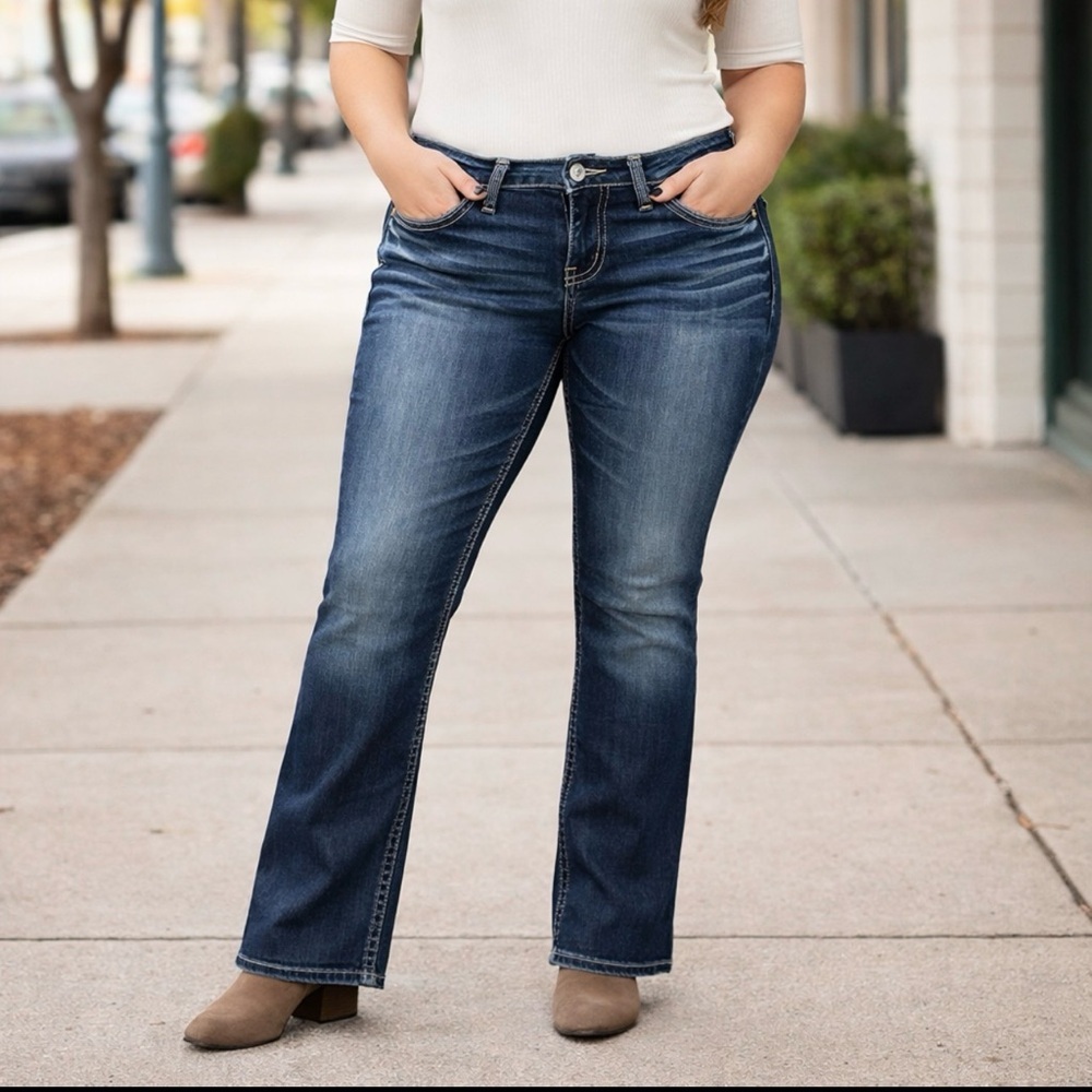 Silver Jeans Berkley Surplus Bootcut W29 L33 Dark Wash Y2K Stitch Womens - Picture 2 of 8
